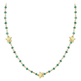 CHG-198-GO-18" 18K Gold Overlay Necklace With Green Onyx Beads Bali Designs Inc